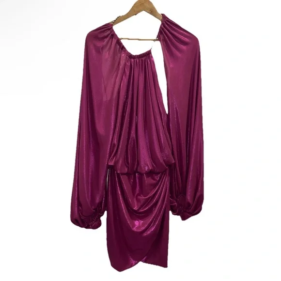 THE ATTICO Karen Mini Dress Pink Violet Lamé Cutout Cocktail US 4 IT 40 chain - Picture 4 of 16